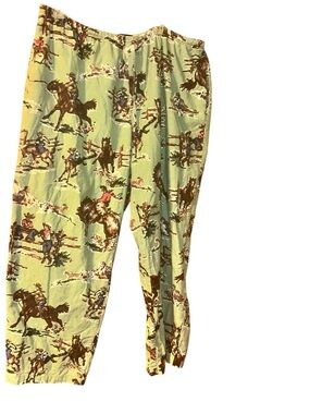 Nick & Nora rodeo Kurt Cobain Round Up Mint Green Cowboy Flannel Pajama Pants XL